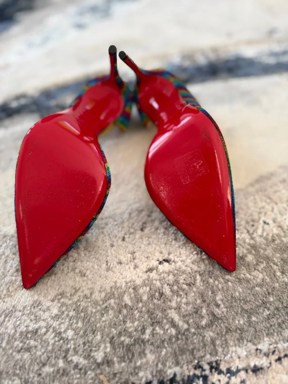 Christian Louboutin Multicolor Rainbow Glitter Pointed Pumps - Picture 5 of 5